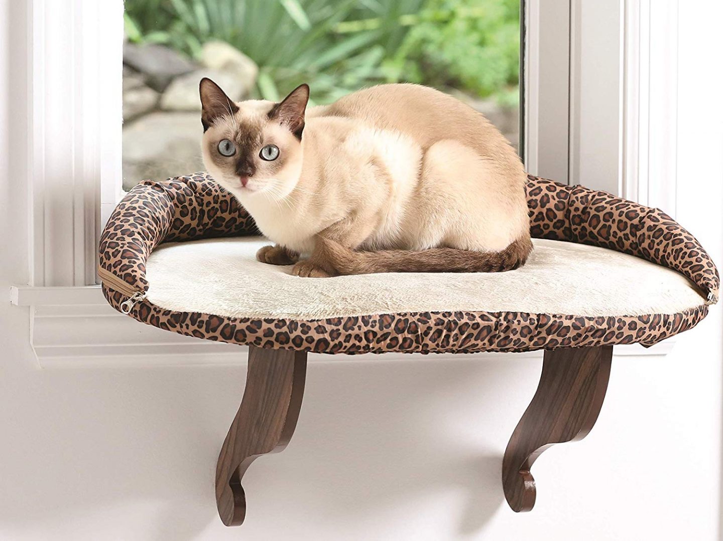 Leopard print window mounted cat bed.  'Nuff said.