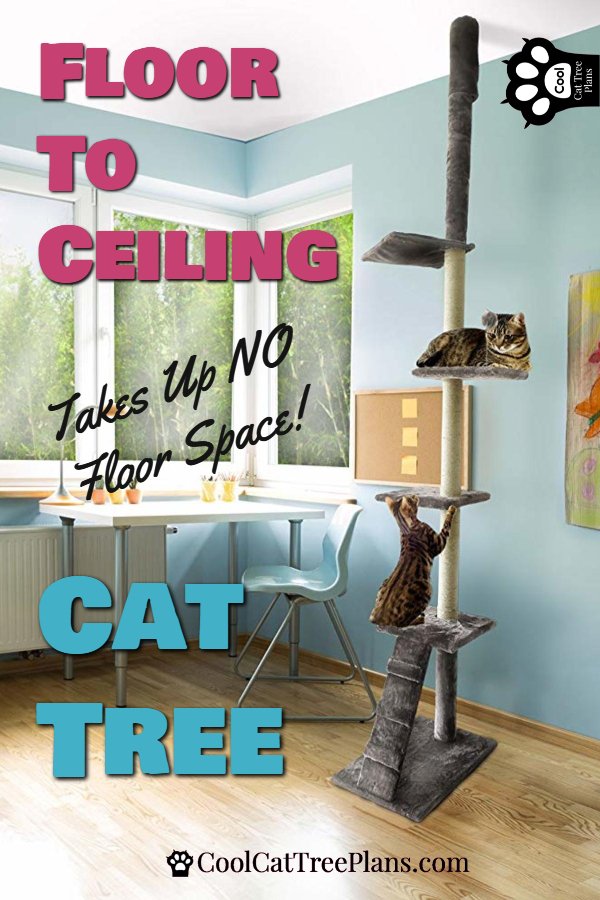 Love this slimline cat tree with a narrow base & tension pole for stability. Sturdy floor to ceiling cat furniture that comes in many colors. GREAT for large cats!