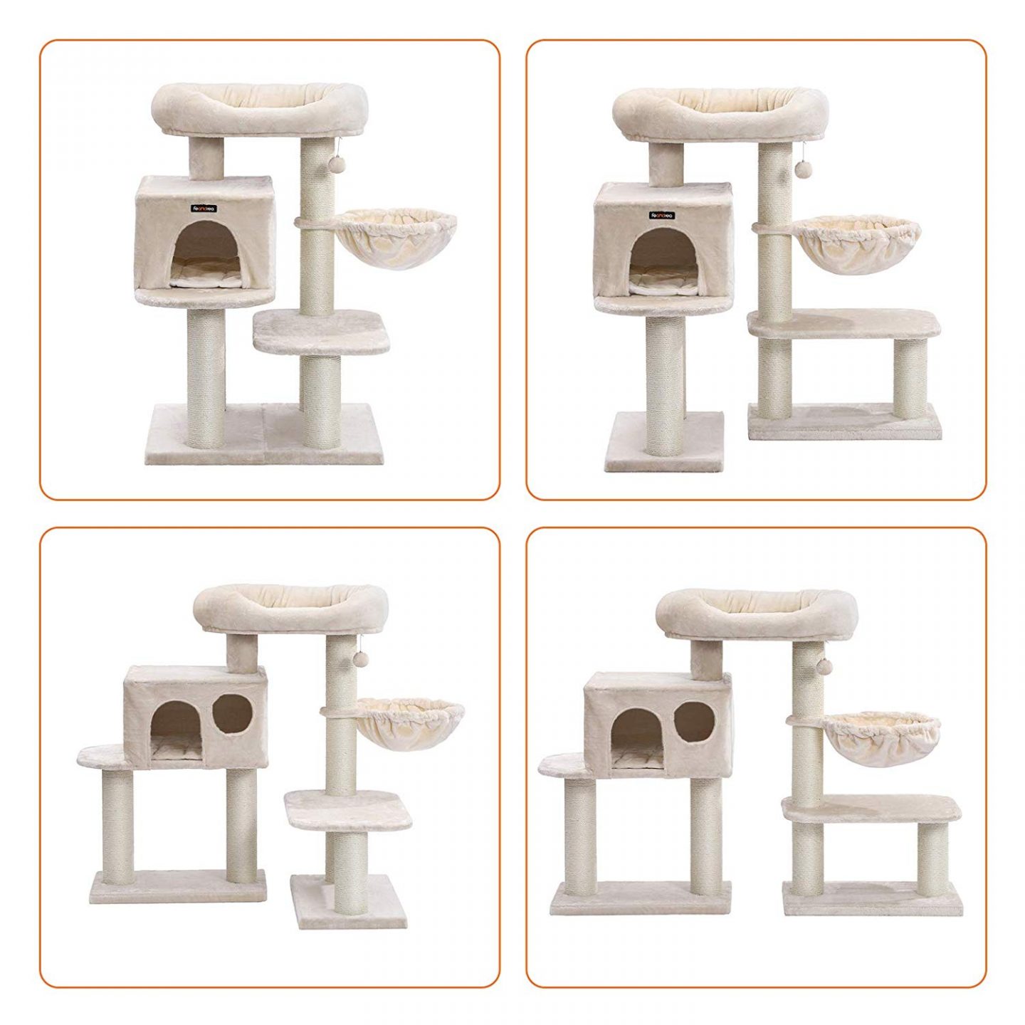 Here are the four main configurations that you can set this customizable cat tree up in.