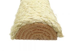A picture of a cross section of the wood they use for their supporting posts.  This one is covered in sisal.
