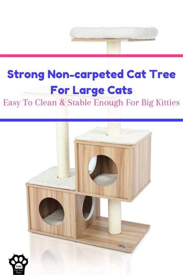 A strong non-carpeted cat tree for large cats can be what the doctor ordered when it comes to finding ways to catify your space.