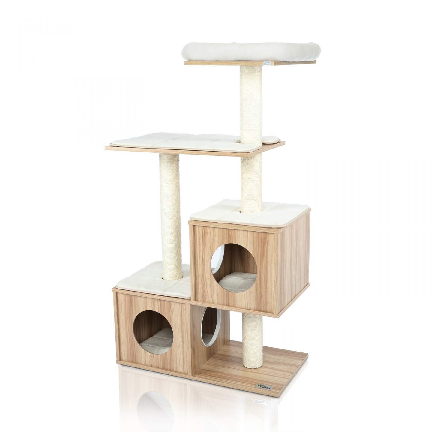 Affordable wood cat tree for large cats.  It's beautiful and perfect for big cats who you are wanting to give a little extra TLC to.