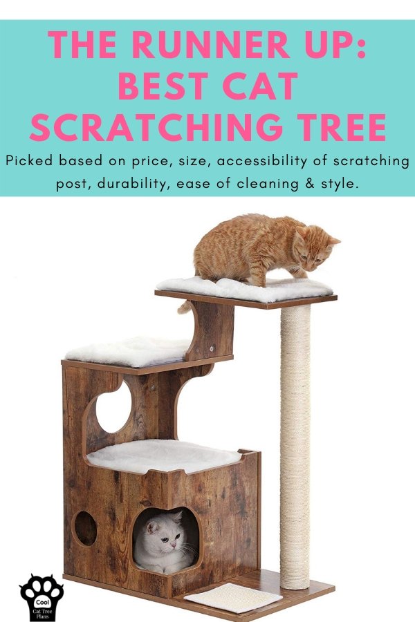 The runner up: Best cat scratching tree.  Picked based one price, size, accessibility of scratching post, durability, ease of cleaning & style!