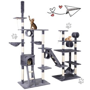 Extra large cat tree with tons of scratching posts and platforms for cats.