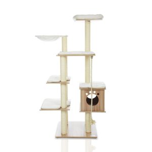 68" tall cat tree with lots of scratching posts from Lazy Buddy.  Perfect for large cats or a household with multiple cats.