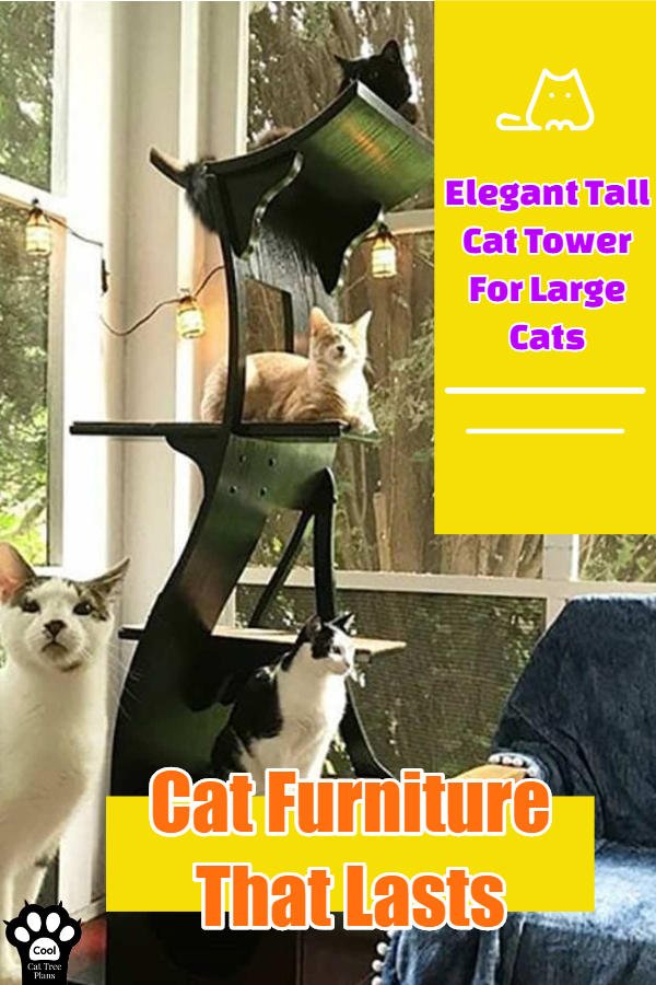 This elegant tall cat tower for large cats is called the Lotus cat tower, or the Cleopatra Cat tree.  It's stylish, long lasting and perfect for big kitties.