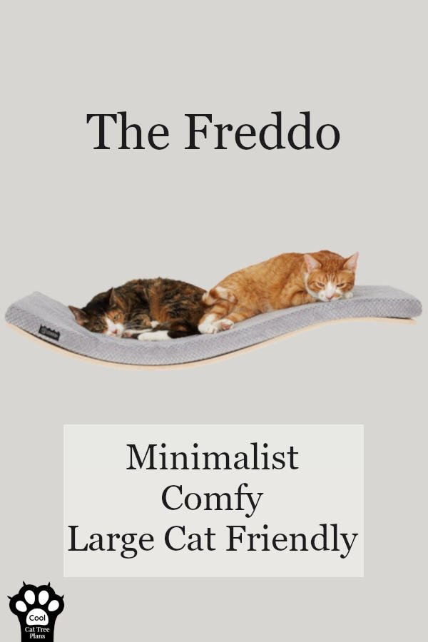 This is the Freddo from Tuft + Paw, a designer brand of cat furniture. They have made this beautiful, sleek, curved luxury cat shelf for your home and large kitties.