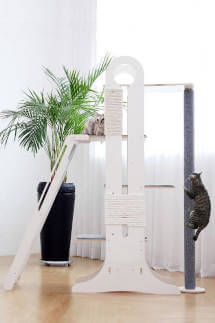 The Milo cat tree from Tuft+Paw is a luxury minimalist cat tree, with multi-cat households in mind.