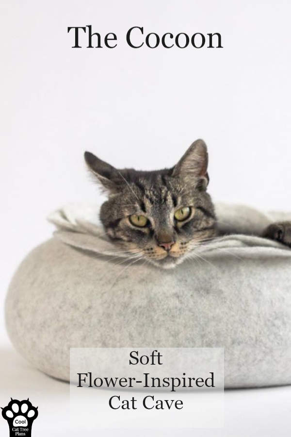 The Cocoon is a flower inspired felted cat cave with modern and minimalist flair.