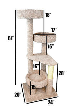 The exact dimensions of this four level tall cat tree.