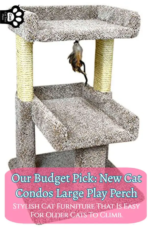 Our Budget Pick: New Cat Condos Large Play Perch Cat Tree.  This is a solid wood cat tree built for large and older cats.