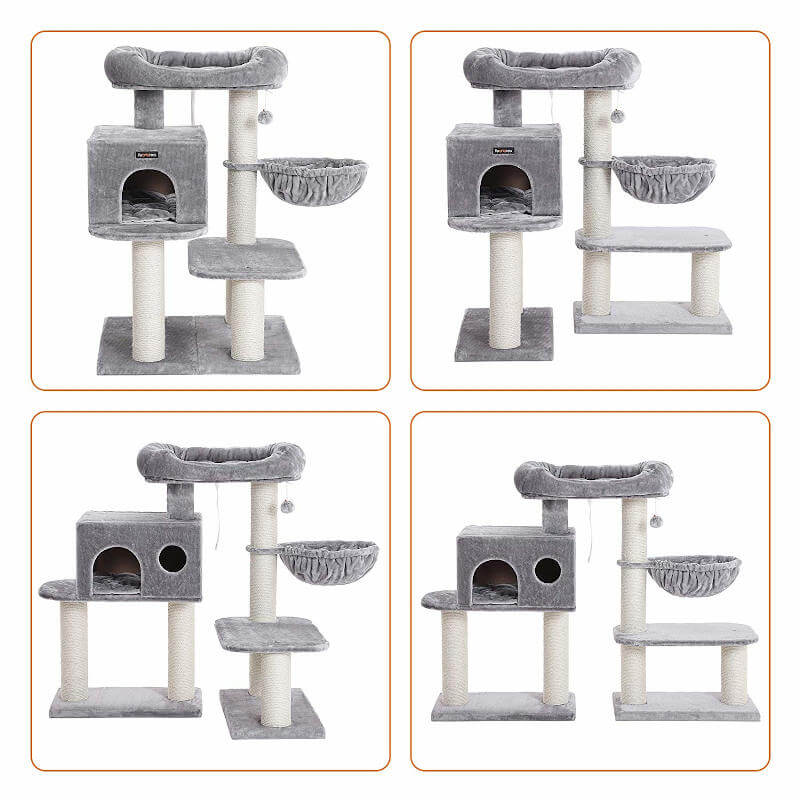 This adjustable cat tree for older cats can be set up in an array of positions, whichever is best for your home and your cats.