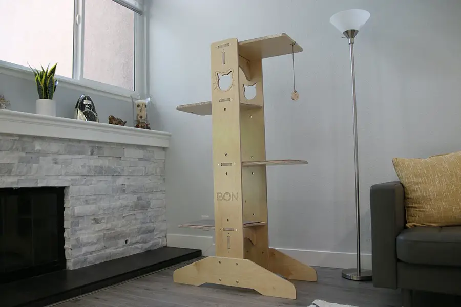 The Octave is a beautiful cat tree made with baltic birch and is as sturdy as they come.