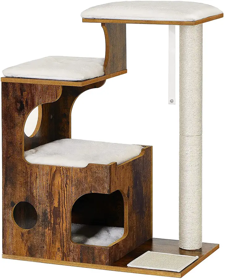 This is a gorgeous vintage inspired cat tree with no carpet.