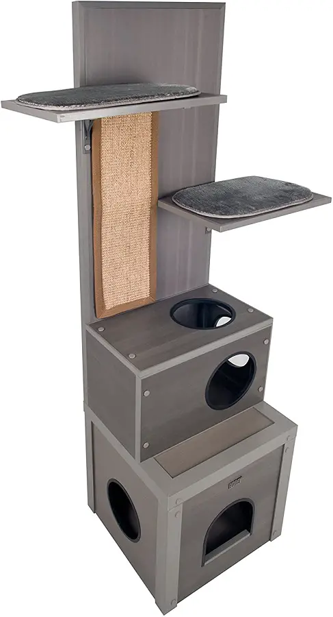 This is an ecoFlex cat tree that couldn't be easier to clean.  No carpet to worry about, just detachable scratch pads.